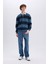 Boxy Fit Polo Yaka Çizgili Sweatshirt D1784AX24WN 2
