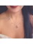 Beşli Aqua Taşlı Lotus Çiçeği Rose Gümüş Kolye 1