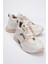 Sterda Beyaz Bej Kadın Kalın Taban Spor Sneakers 1
