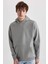 Oversize Geniş Kalıp Kapüşonlu Kanguru Cepli Basic Düz Sweatshirt A4331AX23AU 1