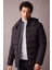 Rüzgar Geçirmez Şişme Mont Slim Fit Dar Kesim Kapüşonlu Suni Kürk Astarlı Fermuarlı R0216AZ23AU 1