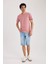Erkek Pembe Regular Fit Düz Kesim Bisiklet Yaka %100 Pamuk Kısa Kollu Tişört B0653AXNS 2