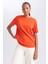 Kadın Kırmızı Regular Fit Düz Kesim Bisiklet Yaka Düz Basic %100 Pamuk Kısa Kollu Tişört B0642AXNS 1