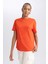 Kadın Kırmızı Regular Fit Düz Kesim Bisiklet Yaka Düz Basic %100 Pamuk Kısa Kollu Tişört B0642AXNS 3