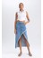 Long Fit Yırtmaçlı %100 Pamuk Midi Jean Etek A9712AX23HS 2
