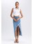 Long Fit Yırtmaçlı %100 Pamuk Midi Jean Etek A9712AX23HS 4