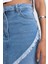 Long Fit Yırtmaçlı %100 Pamuk Midi Jean Etek A9712AX23HS 5