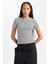 Kadın Siyah Slim Fit Dar Kesim Bisiklet Yaka Çizgili %100 Pamuk Atlet B0645AXNS 1