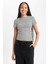 Kadın Siyah Slim Fit Dar Kesim Bisiklet Yaka Çizgili %100 Pamuk Atlet B0645AXNS 3
