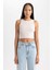 Kadın Bej Fitted Halter Yaka Düz Basic Pamuklu Atlet B0658AXNS 3