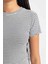 Kadın Siyah Slim Fit Dar Kesim Bisiklet Yaka Çizgili %100 Pamuk Atlet B0645AXNS 5