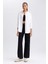 Kadın Beyaz Oversize Fit Geniş Kesim Gömlek Yaka Basic Düz Poplin Uzun Kollu Tunik B0659AXNS 2