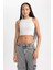 Kadın Gri Fitted Halter Yaka Düz Basic Pamuklu Atlet B0658AXNS 3