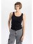 Kadın Siyah Slim Fit Dar Kesim Bisiklet Yaka Düz Basic %100 Pamuk Atlet B0652AXNS 4