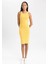 Kadın Sarı Bodycon Dress Vücudu Saran Halter Yaka Düz Basic Pamuklu Ribana Kolsuz Midi Elbise B0657AXNS 1
