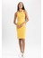 Kadın Sarı Bodycon Dress Vücudu Saran Halter Yaka Düz Basic Pamuklu Ribana Kolsuz Midi Elbise B0657AXNS 2