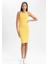 Kadın Sarı Bodycon Dress Vücudu Saran Halter Yaka Düz Basic Pamuklu Ribana Kolsuz Midi Elbise B0657AXNS 3