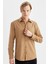 Slim Fit Dar Kesim Pamuklu Basic Düz Uzun Kollu Gömlek A4644AX24SP 1