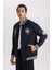 Fit Oversize Geniş KAlıp Kolej Yaka Baskılı Çıtçıt Kapamalı Cepli Bomber Hırka B3887AX24SP 4