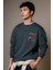 Comfort Regular Fit Rahat Kalıp Bisiklet Yaka Baskılı Sweatshirt B4754AX24SP 1