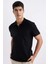 Slim Fit Dar Kesim Kısa Kollu Pamuklu Modal Karışımlı Basic Düz Siyah Polo Tişört M6609AZ24SP 1