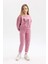 Kız Çocuk Relax Fit Bisiklet Yaka Baskılı Kalın Sweatshirt B4675A823WN 2