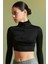 Fit Slim Fit Dar Kesim Dik Yaka Fermuarlı Crop Uzun Kollu Tişört W0343AZ24SP 1