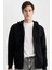 New Regular Fit Kapüşonlu Basic Düz Fermuarlı Sşyah Sweatshirt C4806AX23WN 1