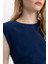Bodycon Vücudu Saran Yuvarlak Yaka Aerobin Kolsuz Midi Abiye Elbise C4310AX24SP 5