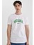 Slim Fit Dar Kesim Bisiklet Yaka Baskılı Kısa Kollu Tişört B8476AX24SM 1