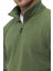 Erkek Yarım Fermuarlı Uzun Kollu Haki Yeşili Polar Sweatshirt 4