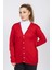 Vs Bayan V Yaka Dügmeli Düz U.kol Hırka Trk Kırmızı 2