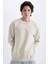 Boxy Fit Bisiklet Yaka Baskılı Sweatshirt 1