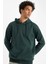 Regular Fit Kapüşonlu Kanguru Cepli İçi Yumuşak Tüylü Basic Düz Sweatshirt X8283AZ24AU 1
