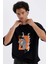 %100 Pamuk Dragon Ball Loose Fit Bisiklet Yaka Sırt Baskılı Kısa Kollu Tişört C6526AX24AU 1