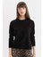 Siyah Regular Fit Yumuşak Dokulu Bisiklet Yaka Basic Düz Triko Kazak C0058AX24WN 1