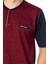 6088 Erkek Kısa Kollu 3'lü Jakarlı Pijama Takımı-Bordo 2