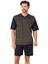 6088 Erkek Kısa Kollu 3'lü Jakarlı Pijama Takımı-Haki 2