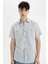 Slim Fit Dar Kesim Yazlık Çizgili Pamuklu Kısa Kollu Gömlek C7361AX24SM 1