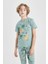 Erkek Çocuk Dinazor Baskılı Kısa Kollu Pijama Takımı Z9178A624SM 4