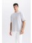 Boxy Fit Bisiklet Yaka Kısa Kollu Basic Düz Tişört C8724AX24AU 4
