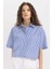 Crop Çizgili Poplin Kısa Kollu Gömlek C8747AX24SM 1