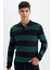 Standart Fit Normal Kesim Çizgili Polo Yaka Triko Kazak Y4194AZ24WN 1
