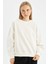 Coool Oversize Geniş Kalıp Bisiklet Yaka Kalın Basic Düz Sweatshirt A4177AX24WN 1