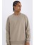 DeFactoFit Standart Fit Bisiklet Yaka Baskılı Pike Sweatshirt C9185AX24AU 1