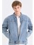 %100 Pamuk Kolej Yaka Fermuarlı Cepli Denim Ceket D0420AX24AU 1
