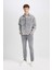 %100 Pamuk Oversize Geniş Kalıp Jean Uzun Kollu Basic Düz Gömlek D0449AX24AU 2
