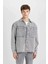 %100 Pamuk Oversize Geniş Kalıp Jean Uzun Kollu Basic Düz Gömlek D0449AX24AU 4