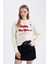 Yılbaşı Temalı Bisiklet Yaka Saç Örgü Desenli Triko Kazak D1091AX24CW 4