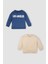 Erkek Bebek Bisiklet Yaka Baskılı İçi Yumuşak Tüylü İnce 2'li Sweatshirt D0706A524AU 1